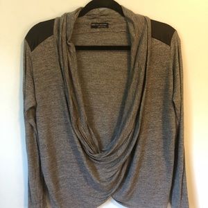 Zara Gray Faux Wrap Knit Top